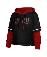 '47 Brand Women's Black Cincinnati Reds City Connect Shortstop Cropped Pullover Hoodie