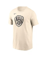 Nike Men's Cream Milwaukee Brewers Camo Logo T-Shirt