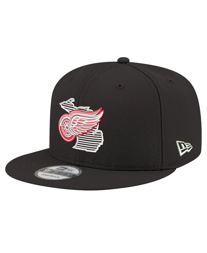New Era Men's Black Detroit Red Wings State Pride 9FIFTY Snapback Hat