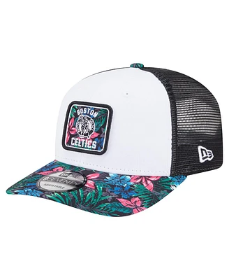 New Era Men's White Boston Celtics Floral 9SEVENTY Adjustable Hat