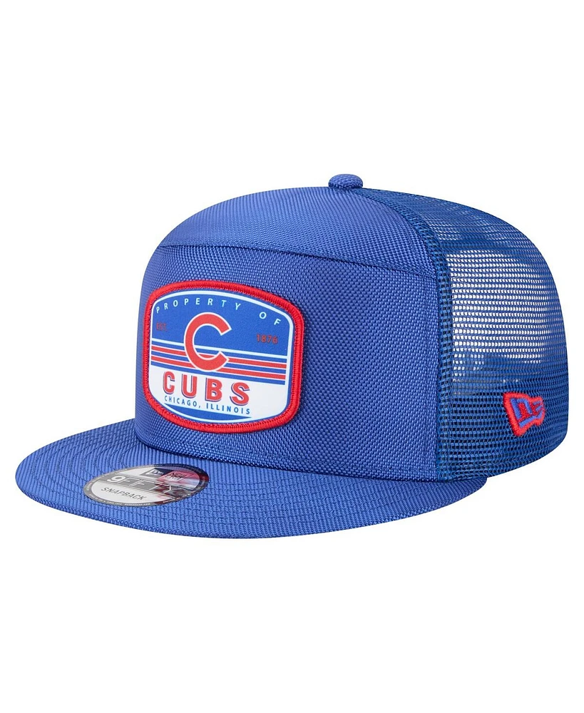 New Era Men's Royal Chicago Cubs Split Panel 9FIFTY Trucker Snapback Hat