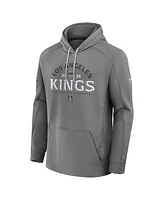 Fanatics Men's Gray Los Angeles Kings 2025 Stanley Cup Playoffs Authentic Pro Rink Fly Fleece Pullover Hoodie
