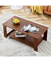 Modern and practical walnut textured coffee tables, tea tables. The double layered coffee table is made of Mdf material. Suitable for living room 43.3