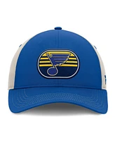 Fanatics Men's Blue/Gray St. Louis Blues 2025 Stanley Cup Playoffs Locker Room Trucker Adjustable Hat