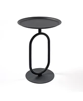 Modern Round Metal Lantern End Table, 24" Height