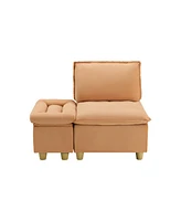 Pumpkin Velvet Sofa with Storage & Cupholders (44.29 inches)