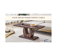 Modern Minimalist Walnut Coffee Table with Textured Sticker