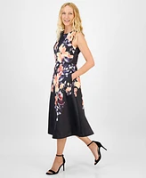 julia jordan Women's Printed Sleeveless Midi Dress