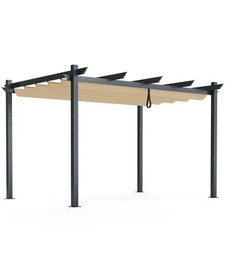 10 x 13 Feet Outdoor Aluminum Retractable Pergola Canopy Shelter
