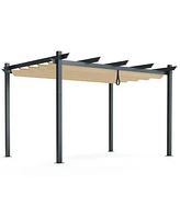 10 x 13 Feet Outdoor Aluminum Retractable Pergola Canopy Shelter