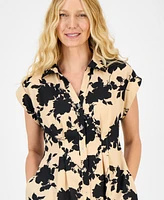 julia jordan Women's Spread-Collar Button-Front Dress