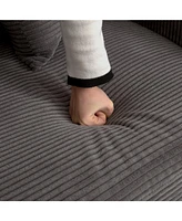 Corduroy 3-Seater Cloud Couch with Footrest & Cushions