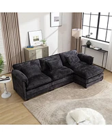 Modern Large boucle Fabric L-Shape Sectional Chenille fabric, movable pedals, detachable armrests