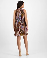 Robbie Bee Women's Printed Mock-Neck Shift Dress
