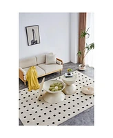 Milk White coffee round tables Set Of 2 with Storge Movable Table Top Multifunctional End Side Table