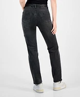 Dollhouse Juniors' Western Belt Relaxed Straight-Leg Jeans