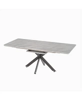 Extendable Dining Table Set for 6-8 with Upholstered Chairs