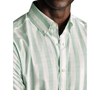Charles Tyrwhitt Men's Slim Fit Short Sleeve Wrinkle-Resistant Striped Button-Down Shirt