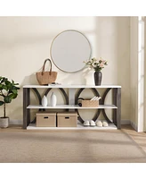3-Tier Industrial Console Table, 70.9" Narrow Entry Table, White