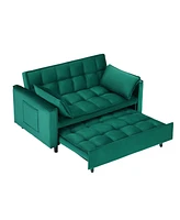 55 "green velvet sofa, elegant with convenient pockets, clever interpretation of the three-in-one conversion art