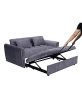 3-in-1 Velvet Sofa Bed with Adjustable Back (64.9", Dark Grey)
