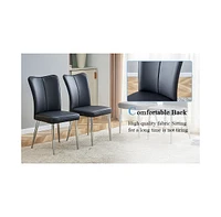 Modern Glass Dining Set with Pu Chairs