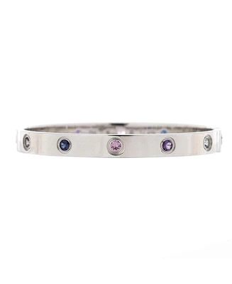 Pre-Owned Cartier Love 10 Stone Bracelet 18K White Gold with Aquamarine, Sapphire, Spinel and Amethyst