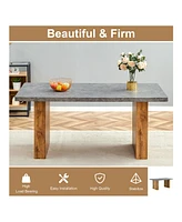 Cozy Modern Dining Set: 67" Table & 6 Fabric Chairs