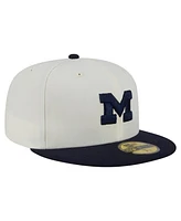 New Era Men's Cream Michigan Wolverines Chrome 59FIFTY Fitted Hat