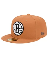 New Era Men's Tan Brooklyn Nets Color Pack 59FIFTY Fitted Hat
