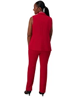 Kasper Notched Collar Open-Front Regular & Plus Sizes Vest Jacket