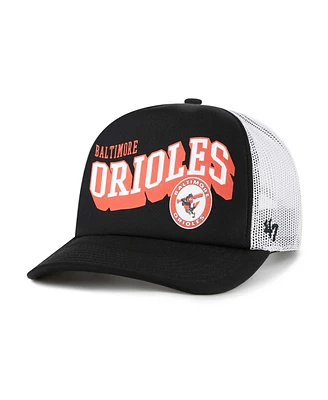 '47 Brand Men's Black Baltimore Orioles Meander Foam Trucker Snapback Hat