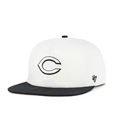 '47 Brand Men's White/Black Cincinnati Reds Foundation Captain Snapback Hat