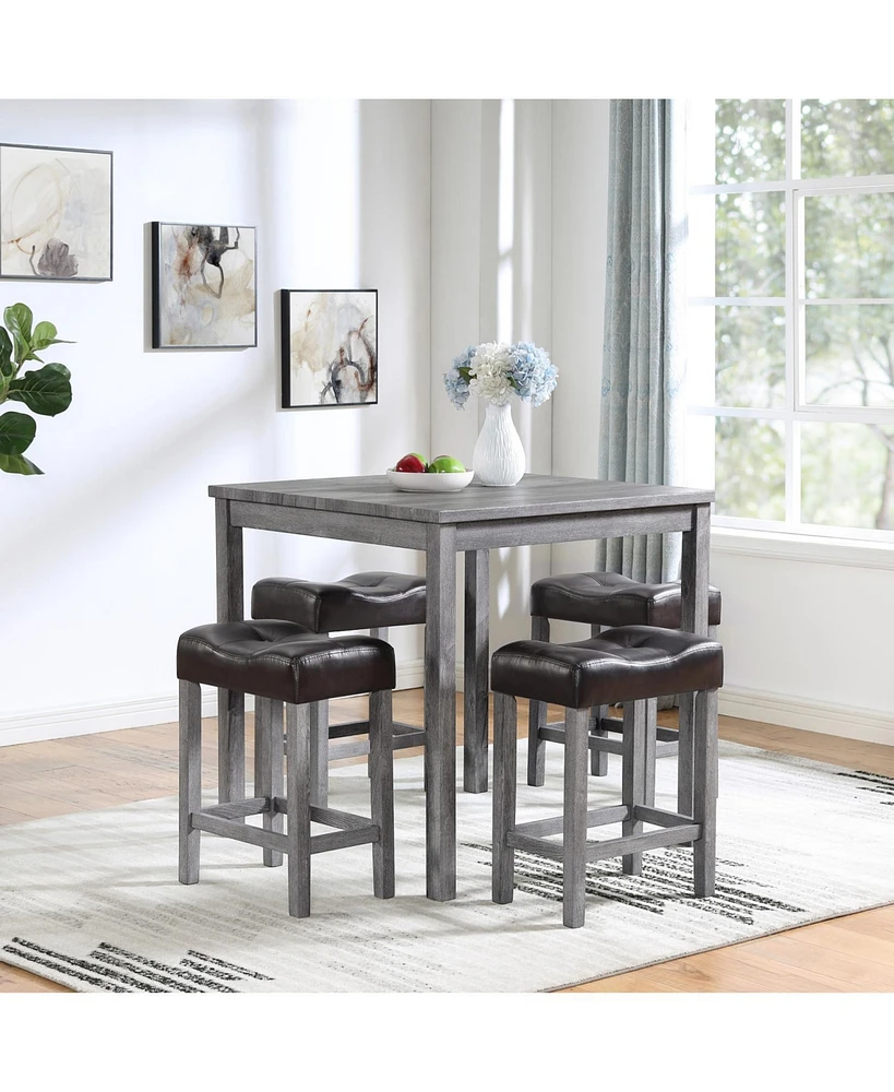 5-Piece Industrial Dining Set for Living, Dining, Game Room