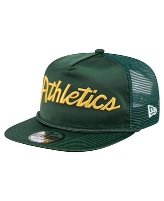 New Era Men's Green Athletics Retro Satin Script Golfer Adjustable Hat