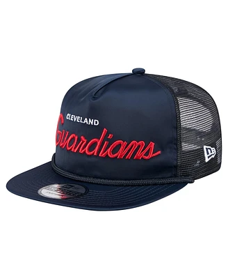 New Era Men's Navy Cleveland Guardians Retro Satin Script Golfer Adjustable Hat