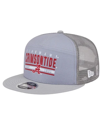New Era Men's Gray Alabama Crimson Tide Split Panel 9FIFTY Snapback Trucker Hat
