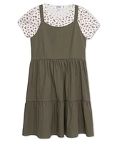 Speechless Big Girls 2-Piece Rosebud T-Shirt and Tiered Olive Dress Set