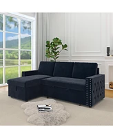 Spacious 2-Pack Sofa Bed with Storage Chaise and Comfortable Cushions
