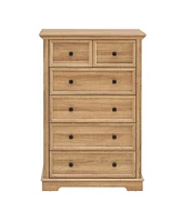 6 Drawer Dresser,6 Drawers cabinet Tall Chest of Drawers Closet Organizers Storage Clothes, cabinet of 6 drawers Living Room, Oak, 31.50" L15.75W