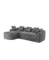 Boucle Sofa 3 Seater for Living Room Oversized Comfy Sofa L-Shape Sofa Couch with Chaise Home Furniture Sleeper Sectional Sofa for Apartment, Office L
