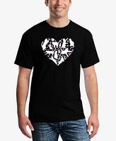 La Pop Art Men's Cat Heart Word T-Shirt