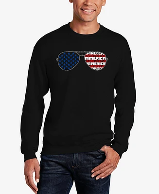 La Pop Art Men's Americana Sunglasses Word Crewneck Sweatshirt