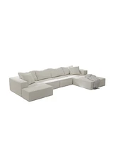 Modern Upholstered Sectional Sofa Couch Set, 132" L-Shaped