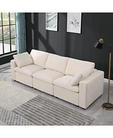 Modular Sectional Sofa, 3 Piece Sectional Sofa Set, Armless Chair/Two Corner Chairs, Chenille Beige