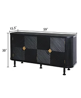 Modern Accent Cabinet with Adjustable Shelves and 4 Doors