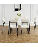 Modern Glass Dining Table with Six Chairs (Set of 7)