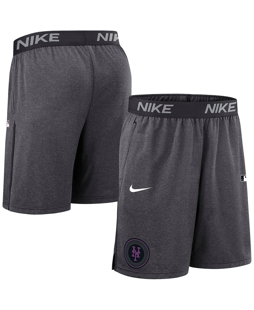 Nike Men's Anthracite New York Mets Authentic Collection City Connect Performance Knit Shorts
