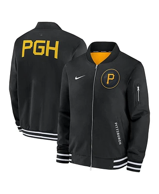 Nike Men's Black Pittsburgh Pirates Authentic Collection City Connect Full-Zip Bomber Jacket