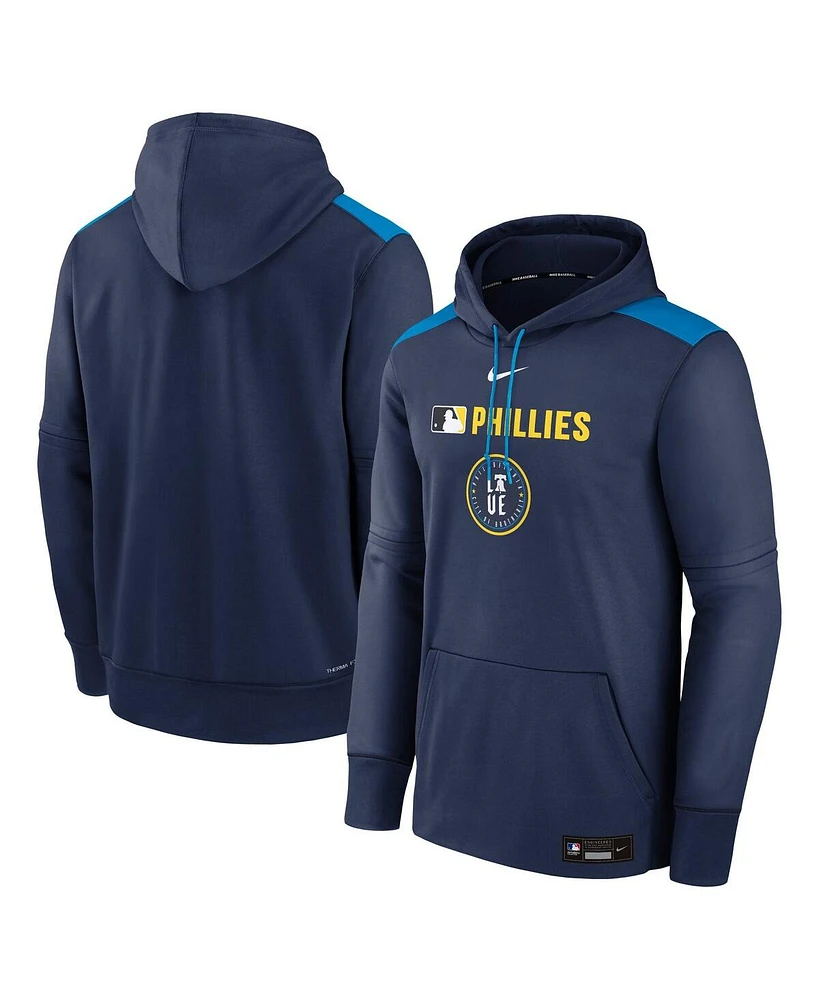Nike Men's Navy Philadelphia Phillies Authentic Collection City Connect Therma Pullover Hoodie